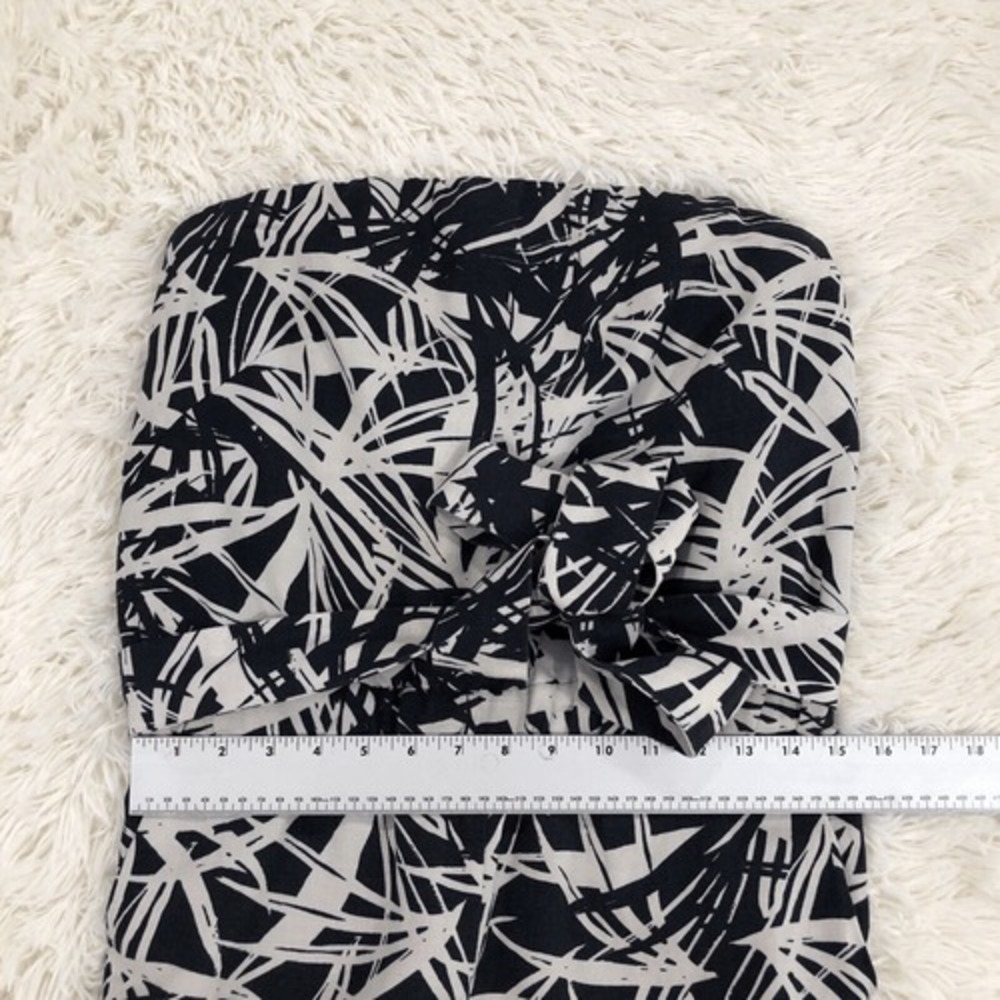 LOFT Jungle Fever Black Palm Print Strapless Linen Blend Jumpsuit 2 - Picture 6 of 10
